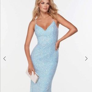 Deep Blue sequined Alyce Paris prom dress